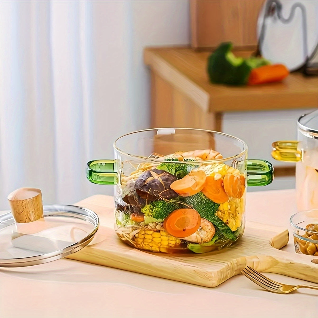 Multi-Functional Borosilicate Glass Cooking Pot with Lid for Soup Milk Pasta