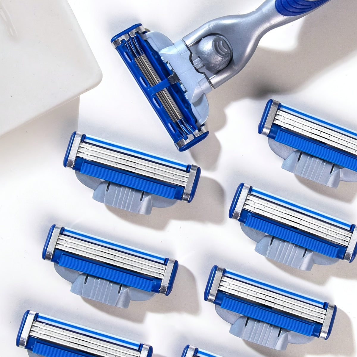 Men's Safety Razor Set with Stainless Steel Handle and 3-Layer Blades for Beard and Mustache Grooming