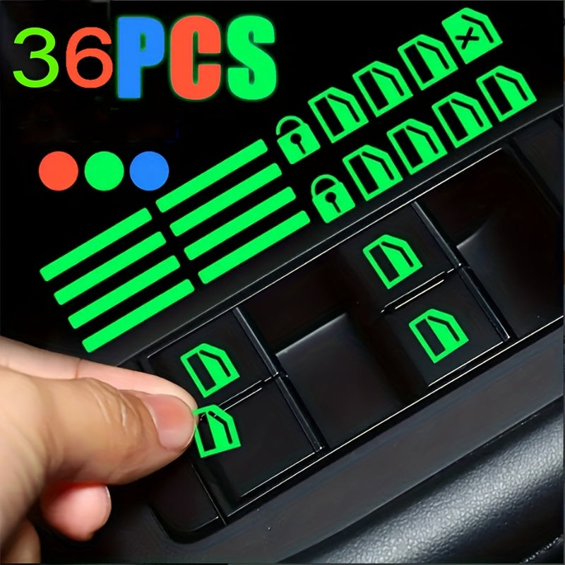 36PCS Luminous Car Stickers Fluorescent Auto Interior Night Vision Decals