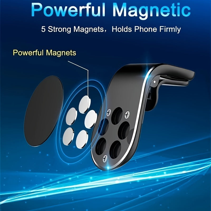 Magnetic Phone Mount Vent Holder Aluminum Alloy 360° Rotation Rust-Resistant