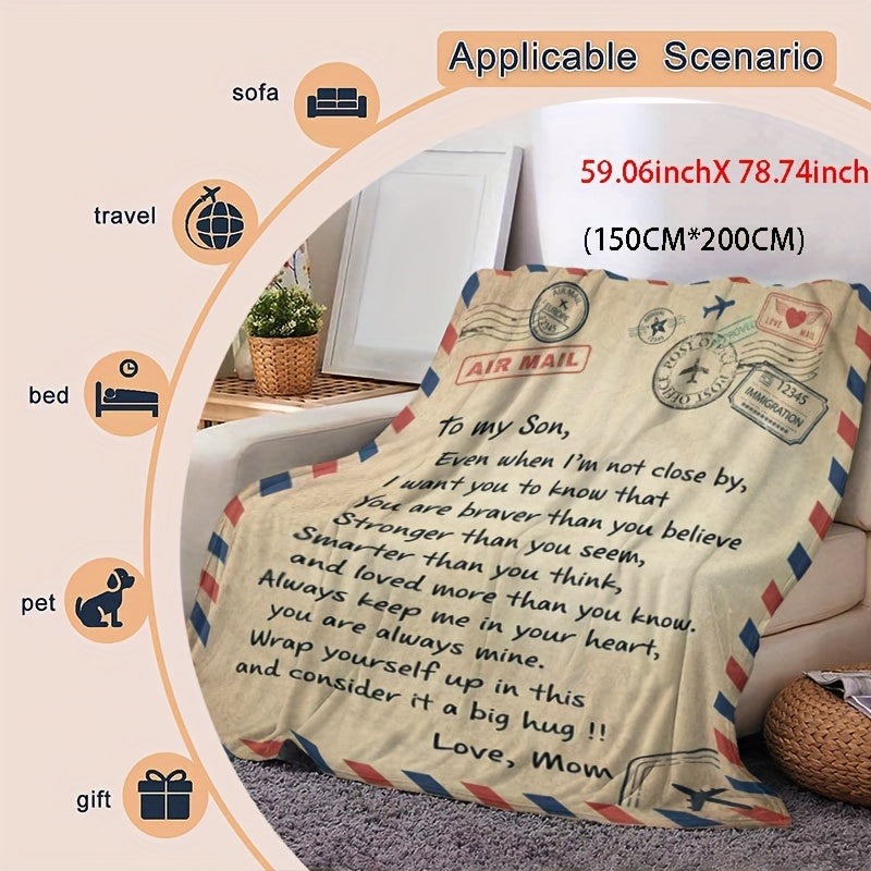 All-Season Flannel Throw Blanket for Couch Bed Travel with Encouraging Messages