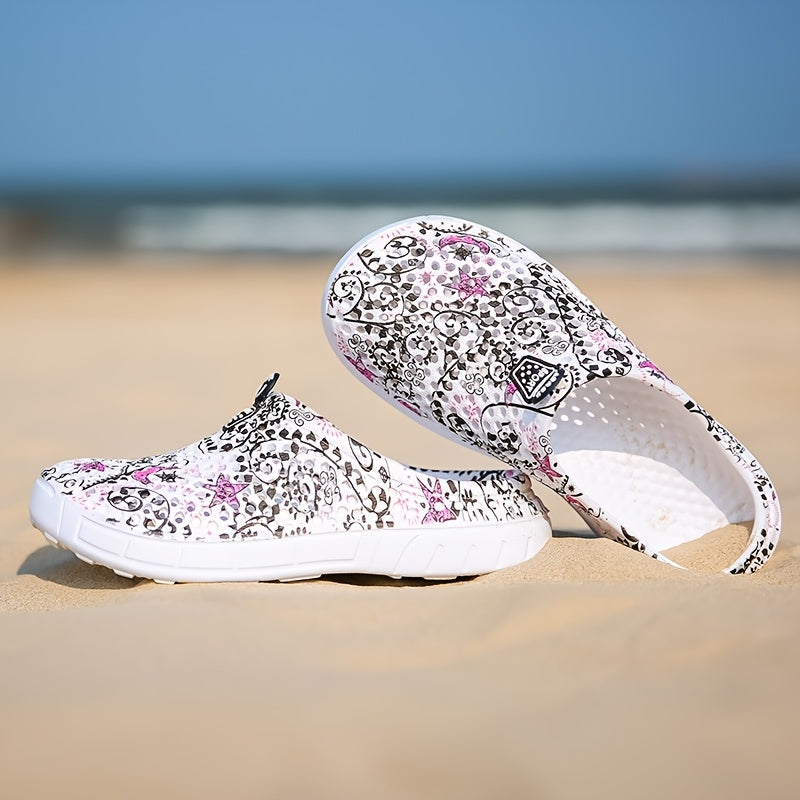 Women's Star And Moon Print Flip Flops EVA Beach Shoes All-Season