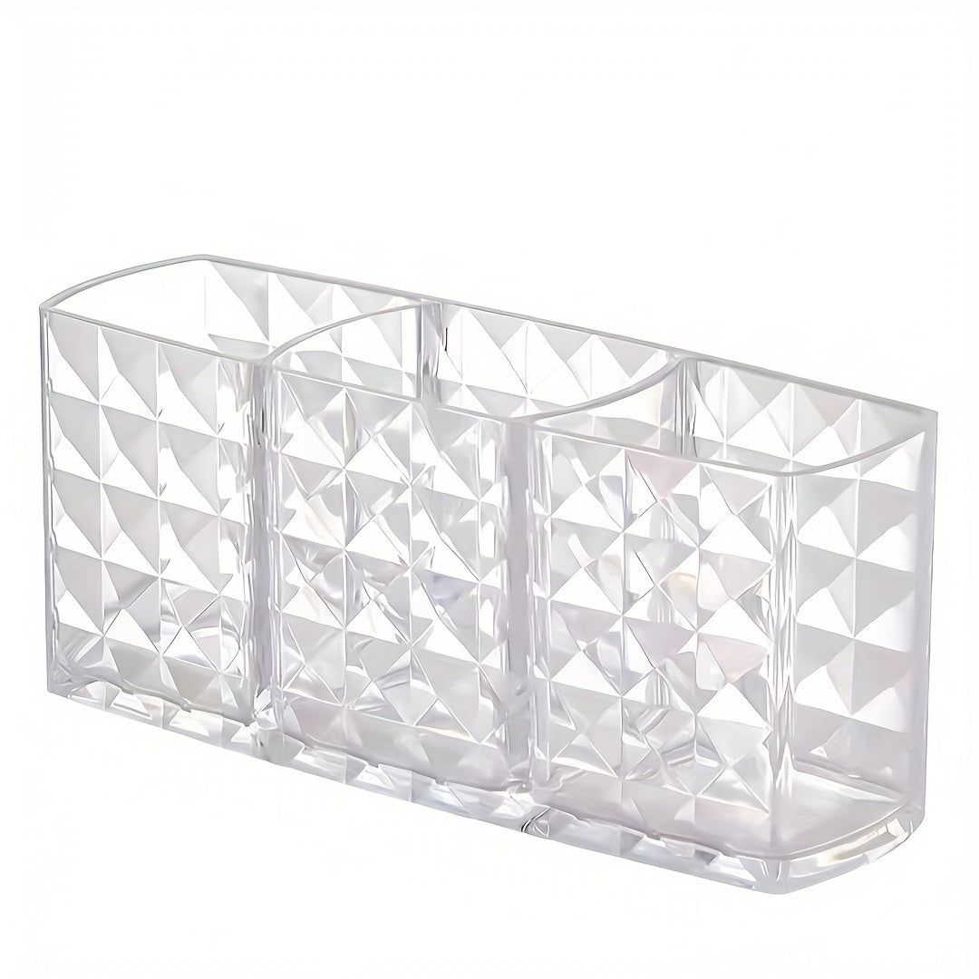 Clear Plastic Makeup Brush Holder with Large Capacity for Vanity or Bathroom Storage