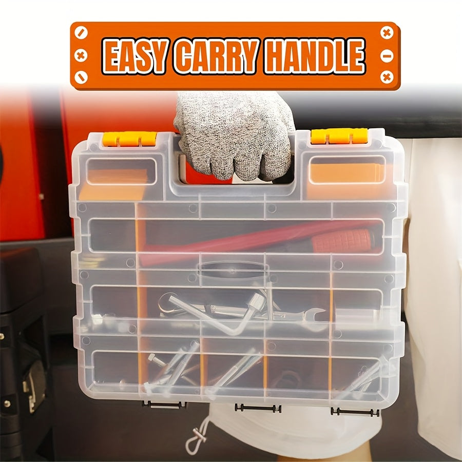 Small Parts Organizer with 34 Compartments Removable Dividers Waterproof Hardware Storage