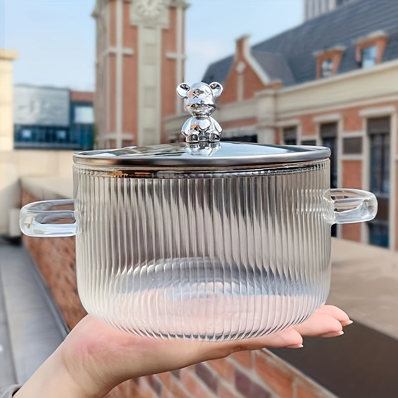 Стеклянная кастрюля с крышкой для приготовления, сделанная из термостойкого стекла. Идеально подходит для пасты, лапши, супов, молока, детского питания и многого другого. Идеальный вариант кухонной утвари и посуды.