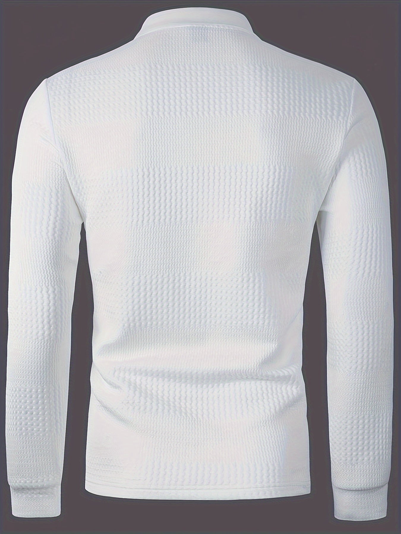 Men's Black Long-Sleeve Shirt Solid Color Stretch Polyester Winter Top