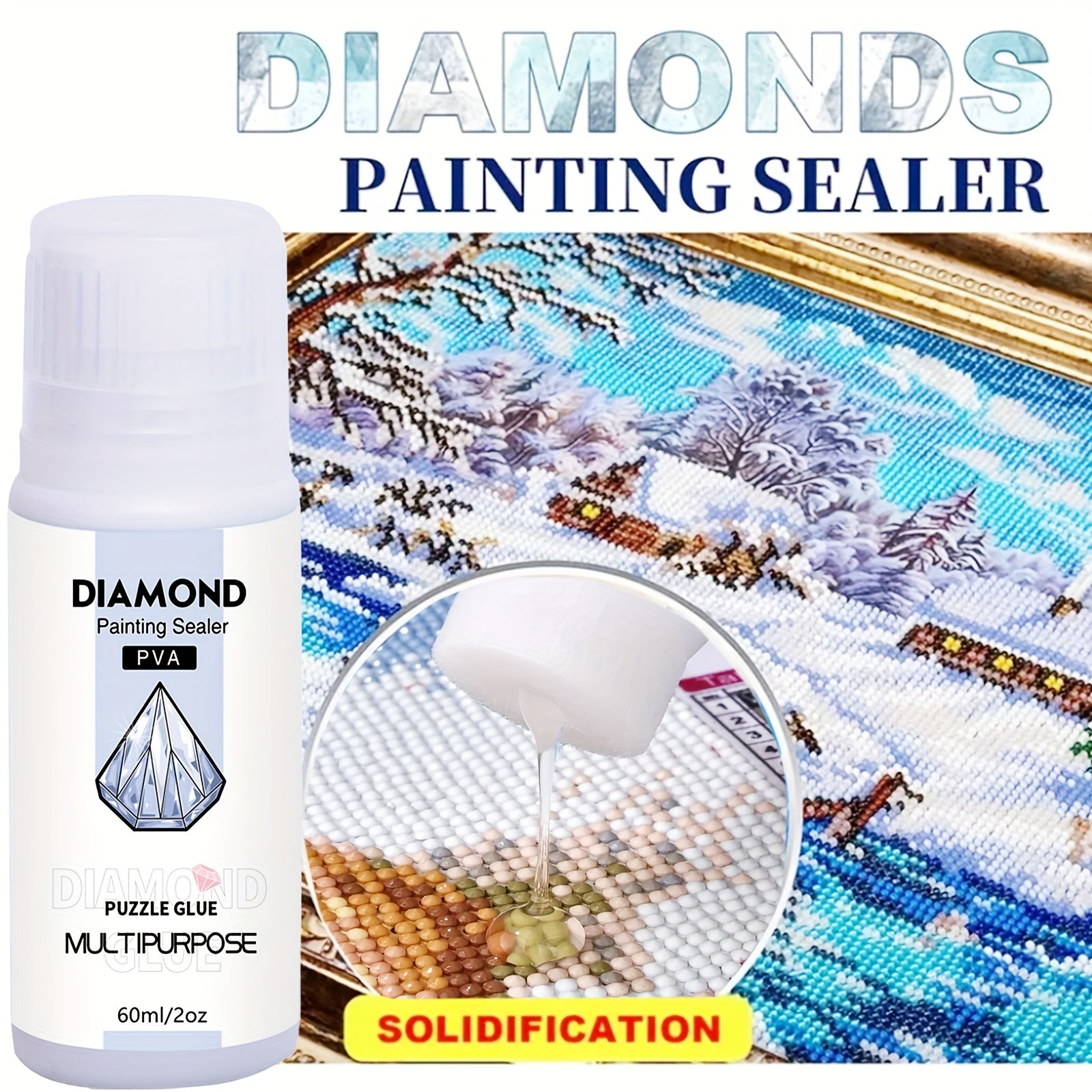 Diamond Painting Sealer with Brushes for Glossy Finish and Durability 60ml 200ml