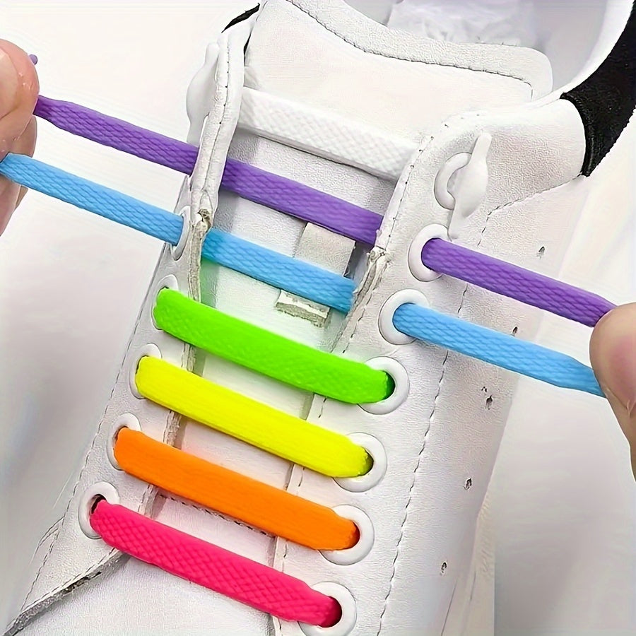 16pcs High Elastic Silicone Lazy Shoelaces for Sneakers, No-Tie, Convenient
