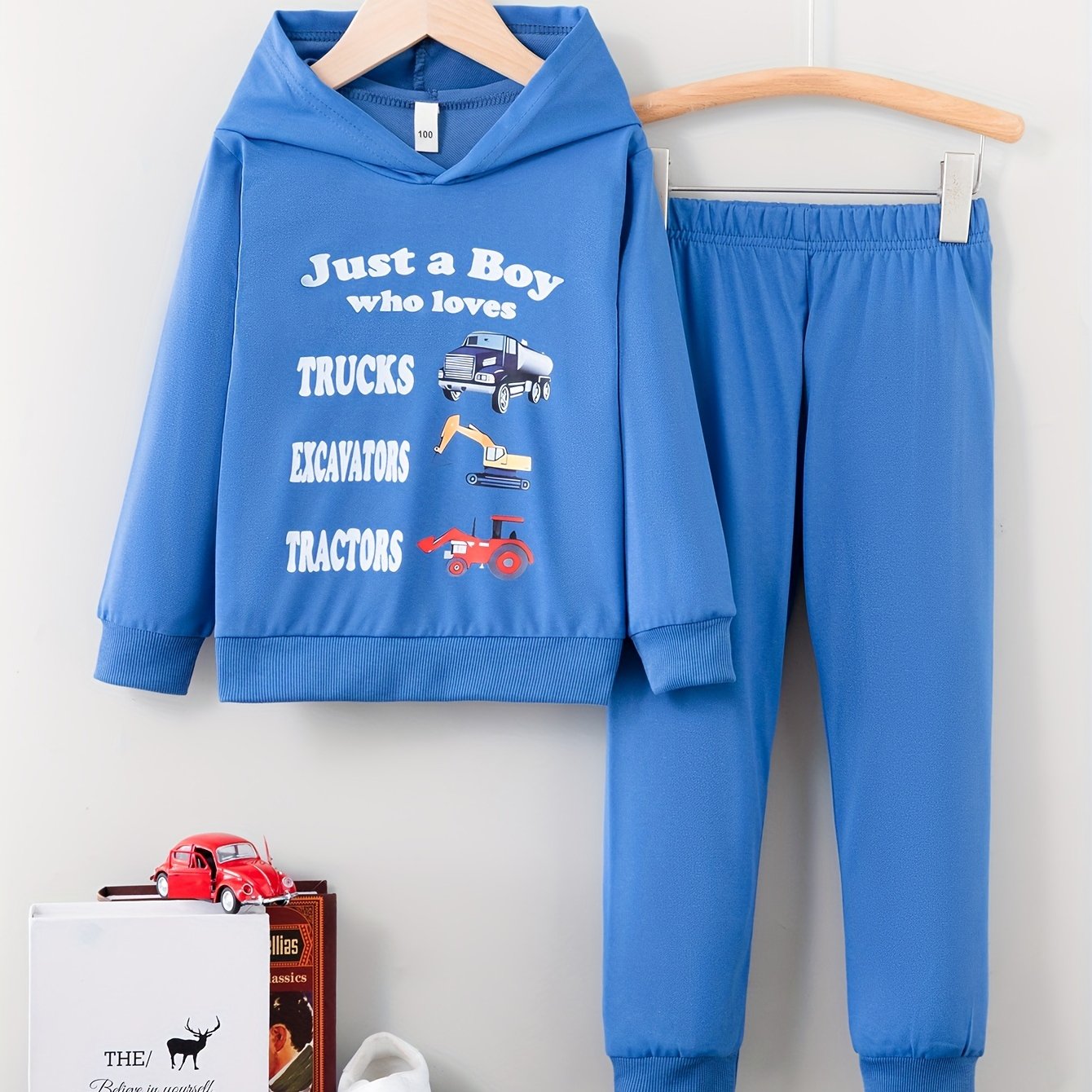 Boys' 2-Piece Hoodie and Sweatpants Set with Tokyo Letter Print for Spring and Fall