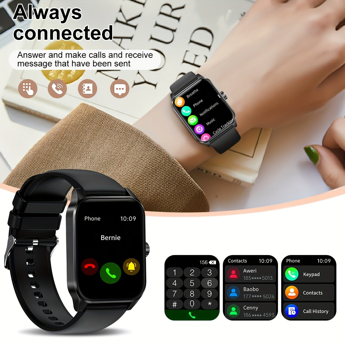 Women's Smartwatch with 3D Dial, Wireless Calling, Music, Messages, 100+ Sports Modes