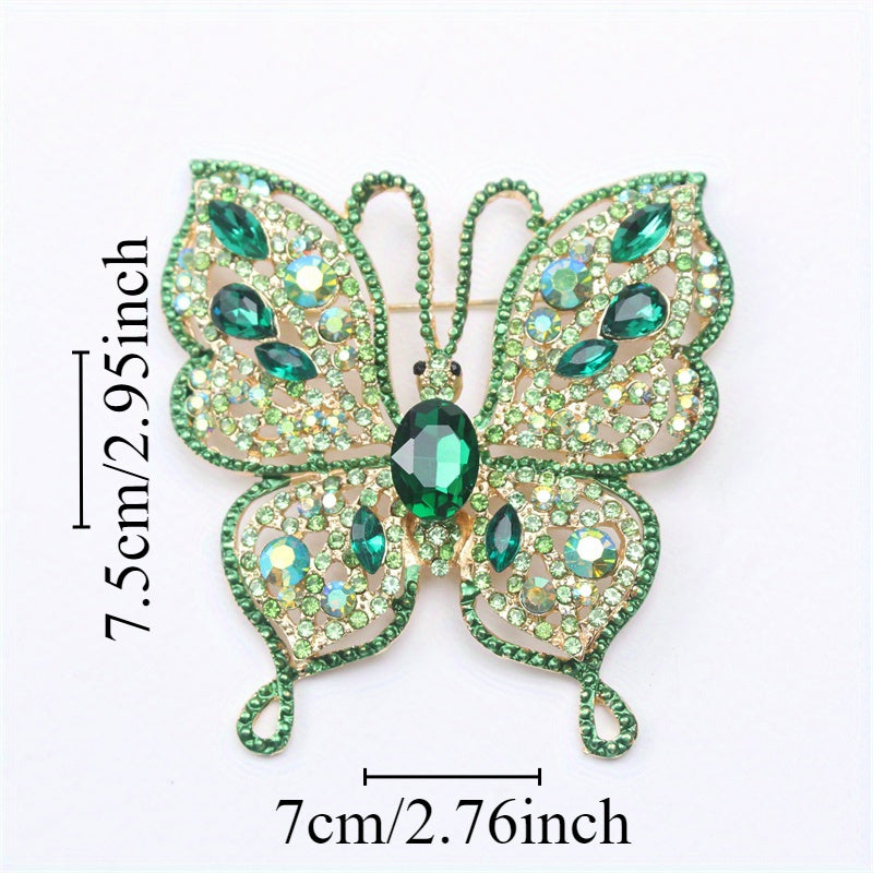 Luxury Butterfly Brooch Pin Enamel Rhinestone Insect Jewelry for Women