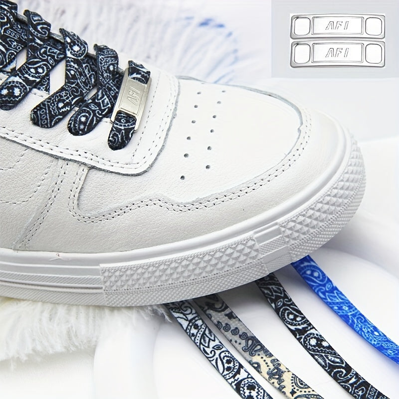 Unisex Flat Shoelaces with Decorative Buckles for Canvas and Sports Shoes