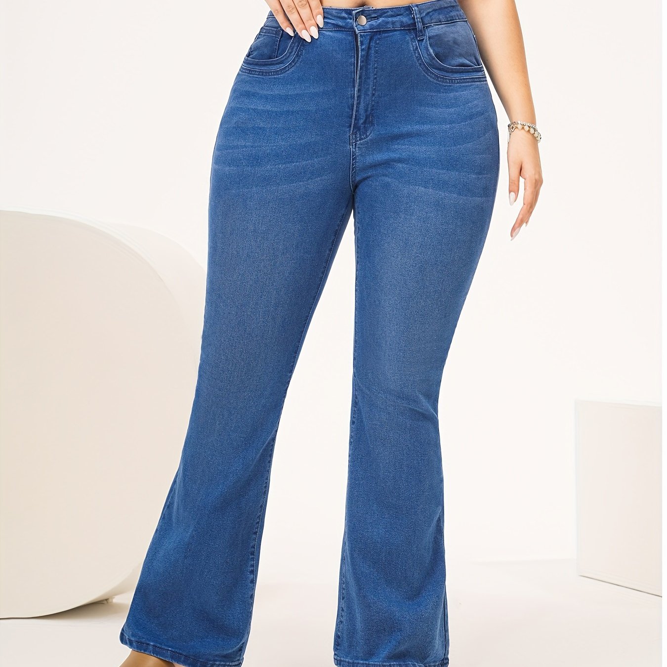 Women's High-Waisted Flared Jeans High Stretch Slim Fit Pants