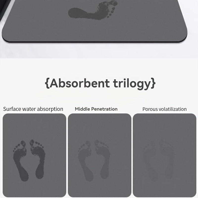 Коврик из диатомовой земли серого цвета с золотой полосой, нескользящий, быстро сохнущий, для ванной, кухни, входа