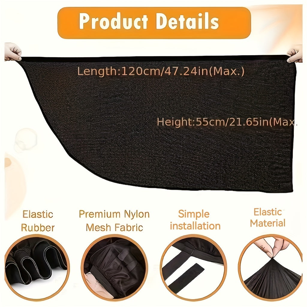 Car Anti-Mosquito Sunshade Curtains, High Elasticity, Cool Protection, 2 Pack