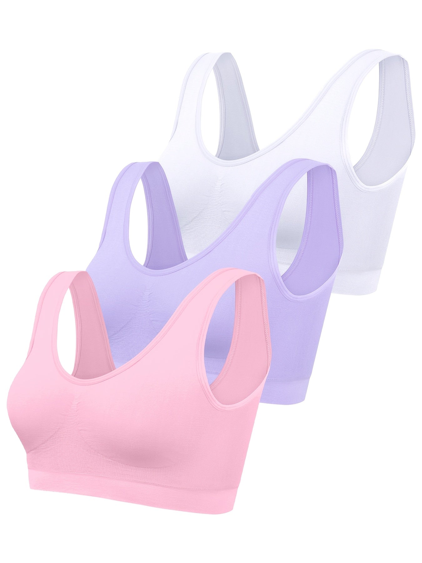 Women's Sports Bras 3 Pack Seamless High Support Crop Tops Without Padding