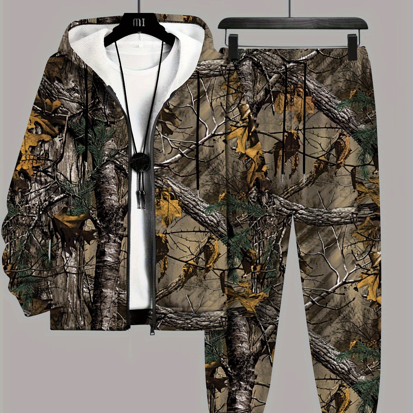 Large Size Casual 3D Digital Print Hoodie and Pants Suit Polyester
