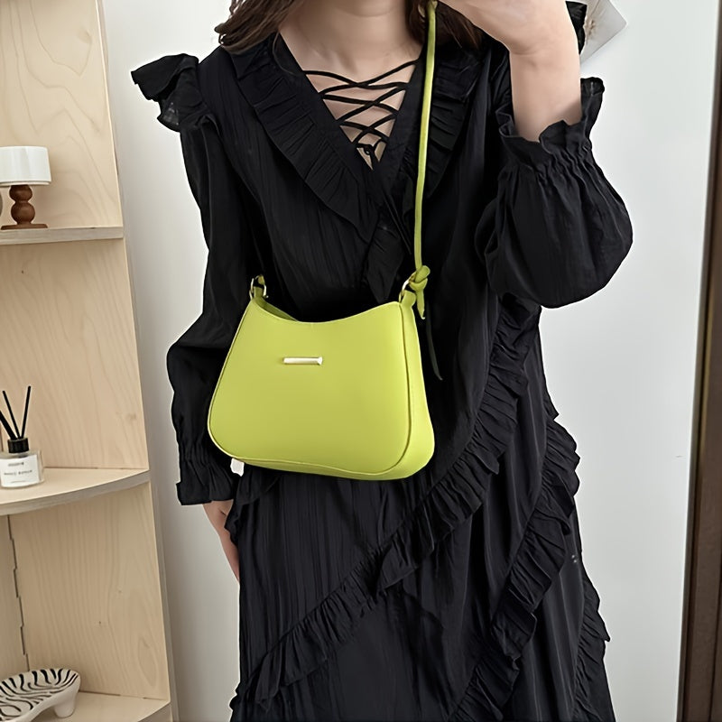 Black Square Handbag with Zipper Closure Crossbody Edge Paint Detail PU Casual Women's