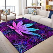 Soft Washable Polyester Area Rug with Psychedelic Leaf Print for Living Room and Bedroom