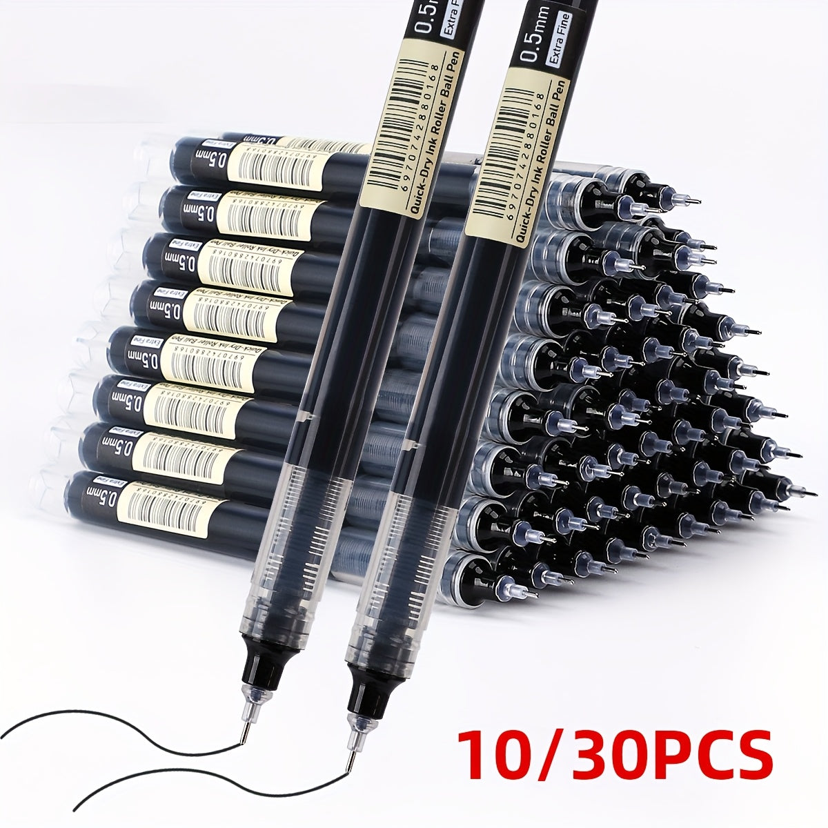 30pcs Ballpoint Pens Set 0.5mm Quick Drying Ink Black Blue Red for School Office