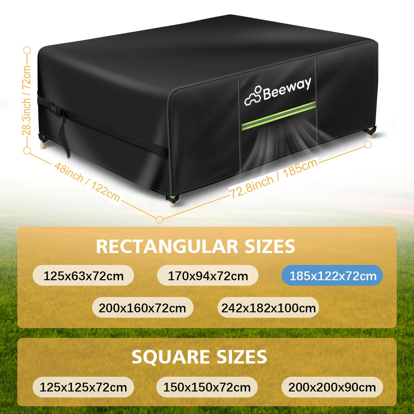 Outdoor Furniture Cover Waterproof Windproof 420D Oxford Fabric with Air Vent Black