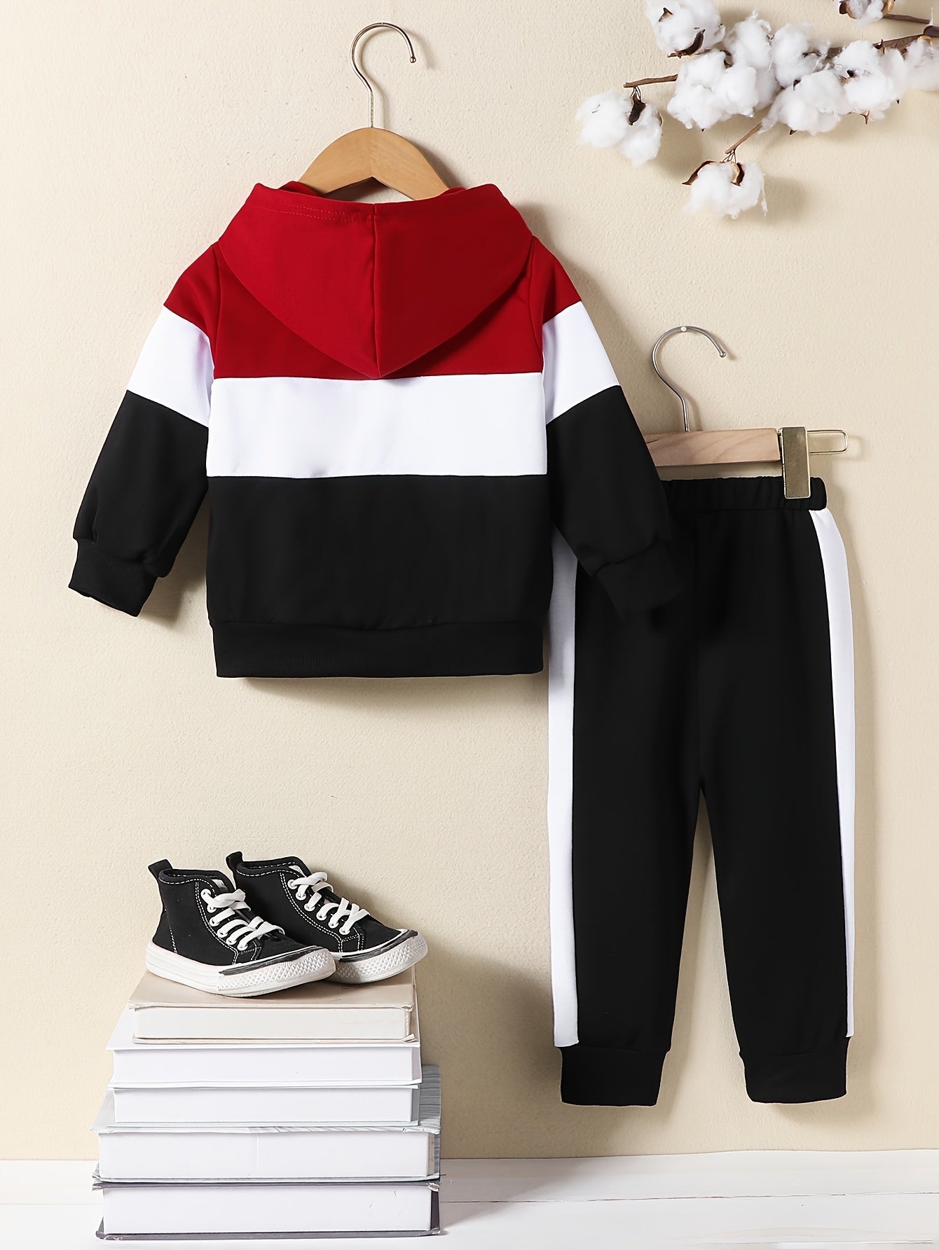 Boys Hoodie and Pants Set with Colorful Design Polyester Cotton Fall Winter Casual