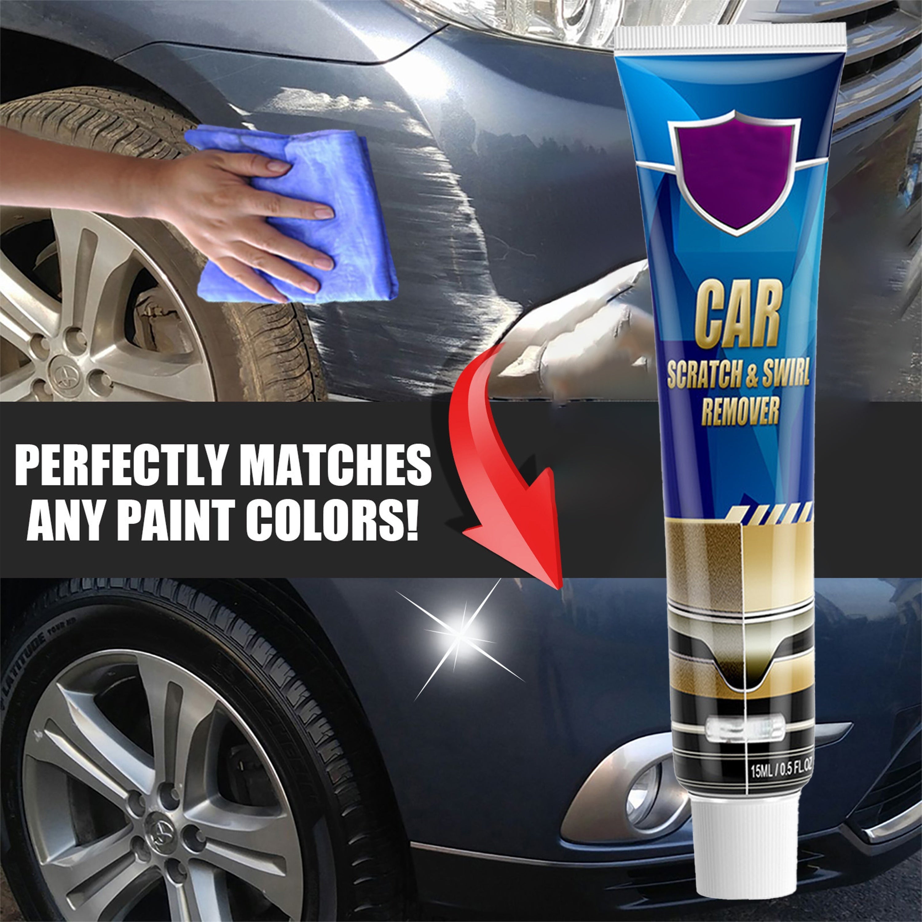 Car Scratch Remover Wax for All Colors, Easy Apply, Paint Restoration, 1pc