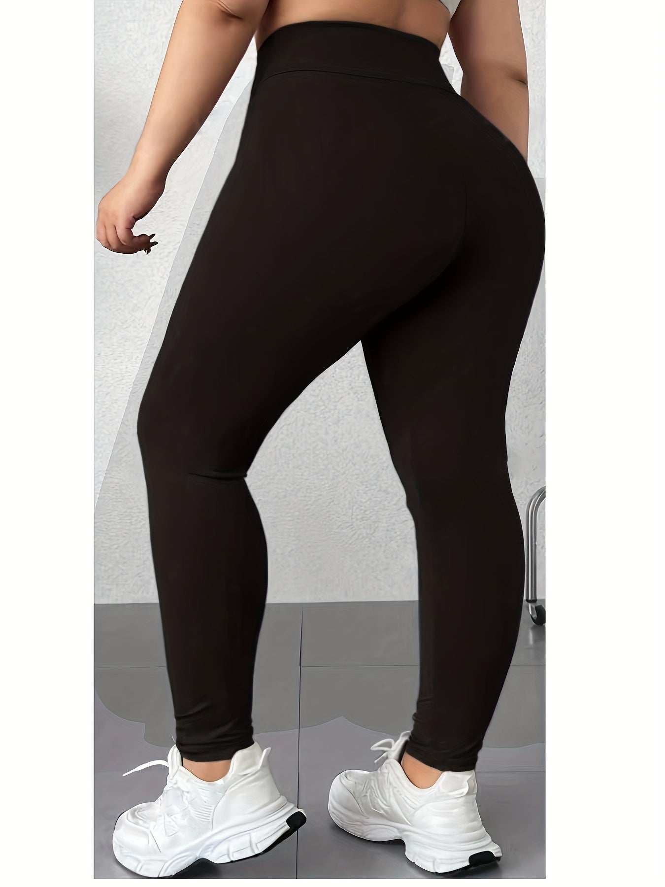 Women High-Waist Yoga Leggings Solid Color Stretchy Butt-Lifting Workout Tights