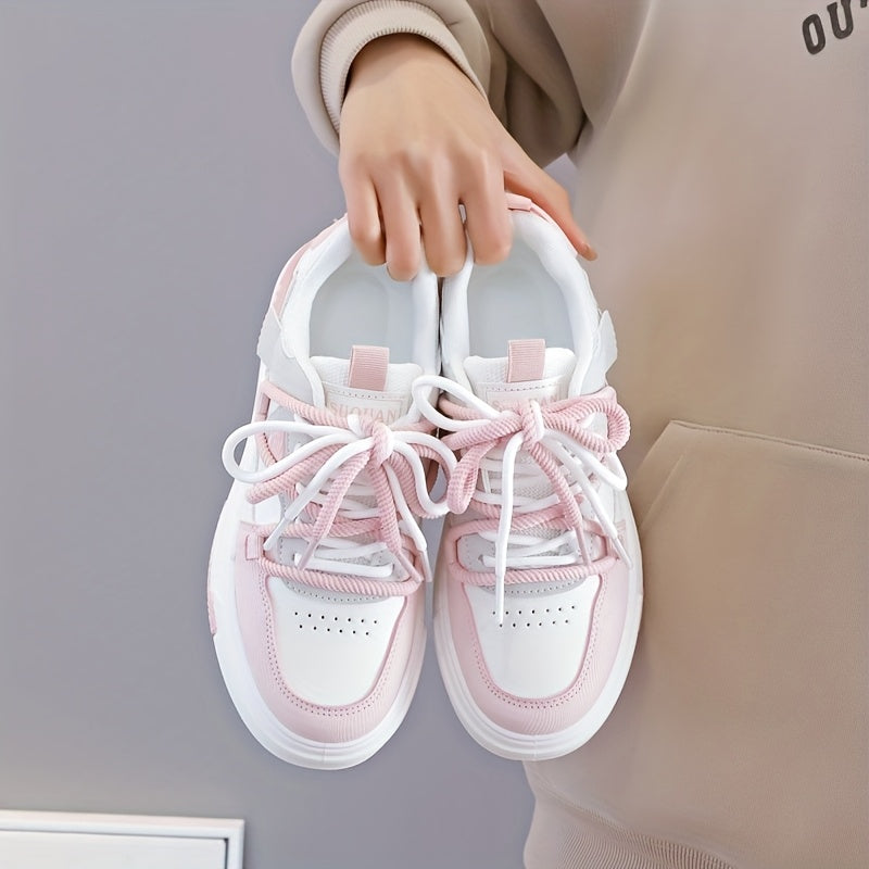 Women’s Fashion Sneakers Low Top Lace-Up Casual Shoes All-Season Man-Made