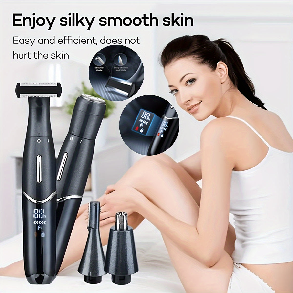 Men's Electric Beard Trimmer Kit for Face, Nose, Ear Hair Removal