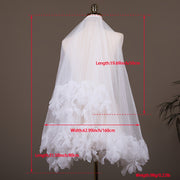 Handcrafted Bridal Veil with Floral Embroidery and Yarn Headpiece for Weddings