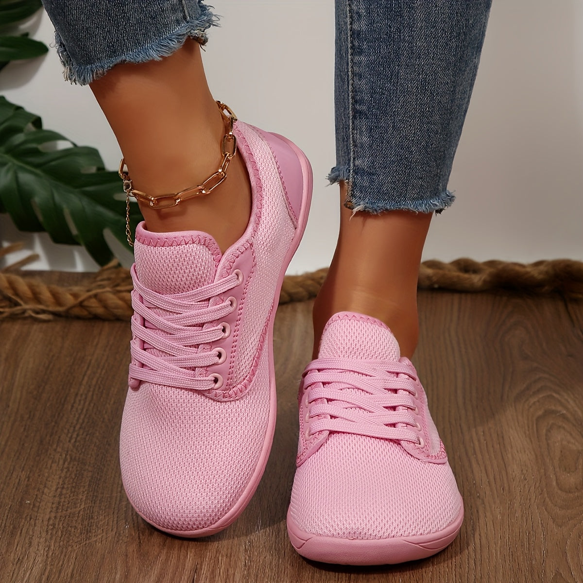 Ladies Wide-Head Casual Mesh Walking Shoes Non-Slip Rubber Sole