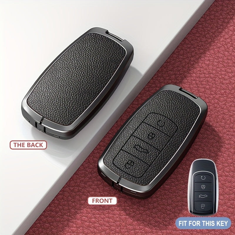 Universal TPU Car Key Cover Protector Red Textured Zinc Alloy Shell