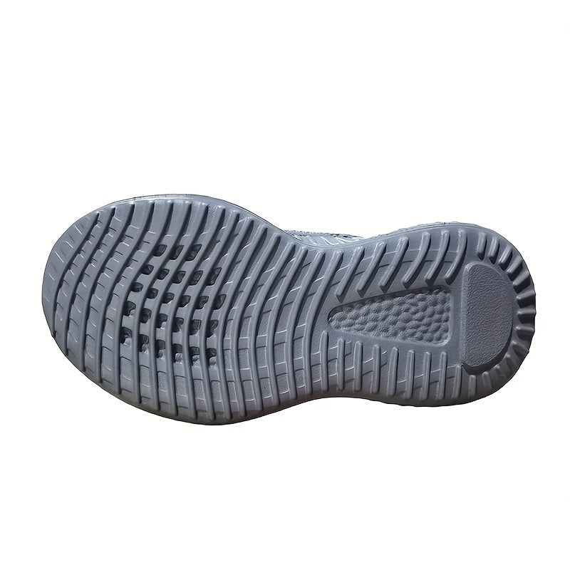 Boys Breathable Knit Running Shoes Low Top with Hook and Loop Fastener for Outdoor Jogging