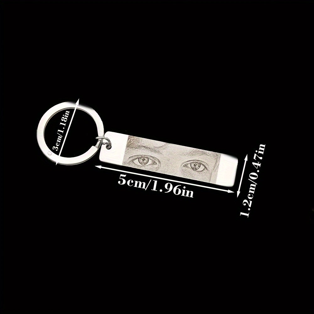 Llavero personalizado de pareja con foto de ojos en acero inoxidable, grabado láser, joyería, regalo