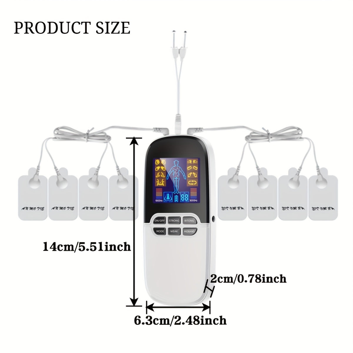 Portable Dual-Channel Physiotherapy Massager with LCD Display and Replaceable Pads