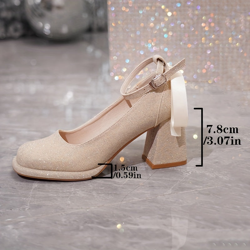 Ayollar uchun fransuz ilhomlantirgan Mary Jane poyabzal, qalin tagli, dumaloq burchakli, qora