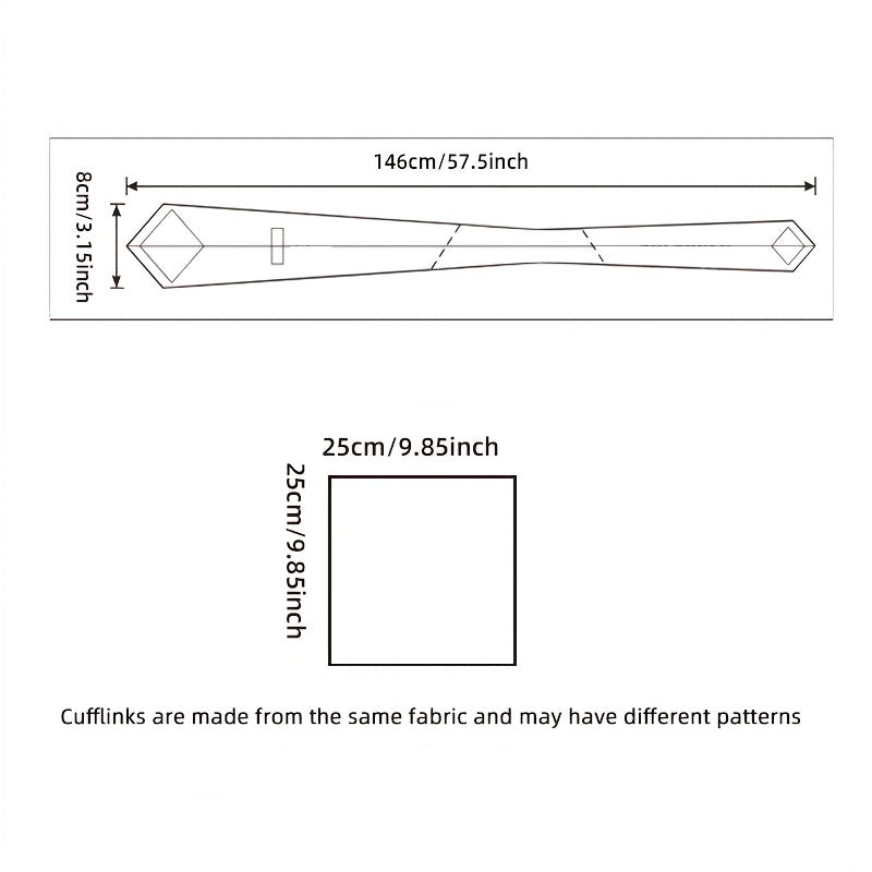 Men's Accessories Set Polyester Paisley Tie Pocket Square Cufflinks