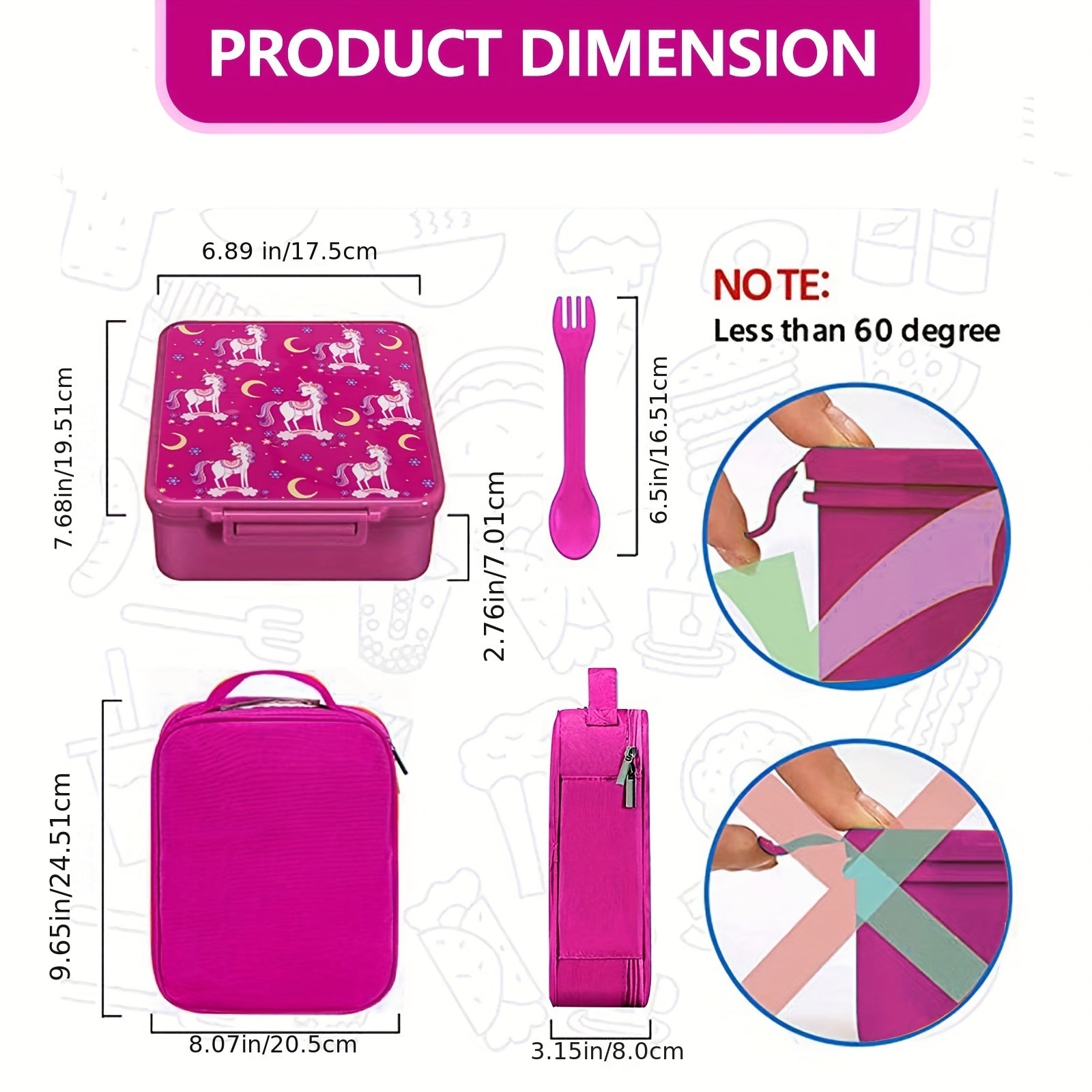 Set de lonchera bento para niños con recipiente para sopa de 8 oz, compartimentos a prueba de fugas, frasco de comida y bolsa para almuerzo