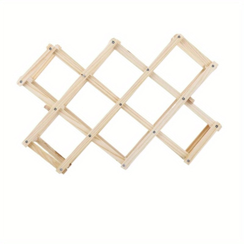 Wooden Wine Rack Holds 10 Bottles Folding Bracket Display Storage Decor