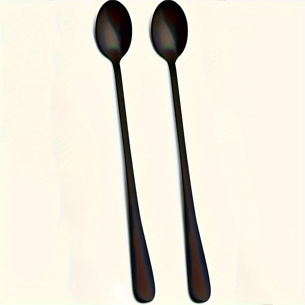 Black Stainless Steel Spoon Set for Coffee Iced Tea and Ice Cream 2 4 6 Pieces