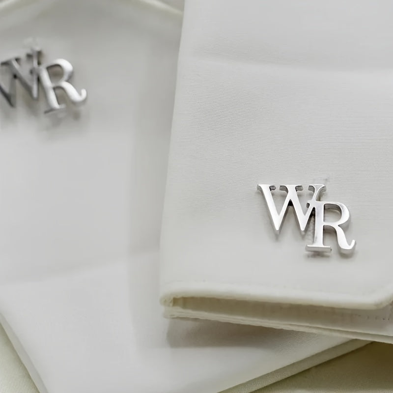 Personalized Stainless Steel Cuff Clips for Men with Custom English Letters for Daily Wear or Gifting