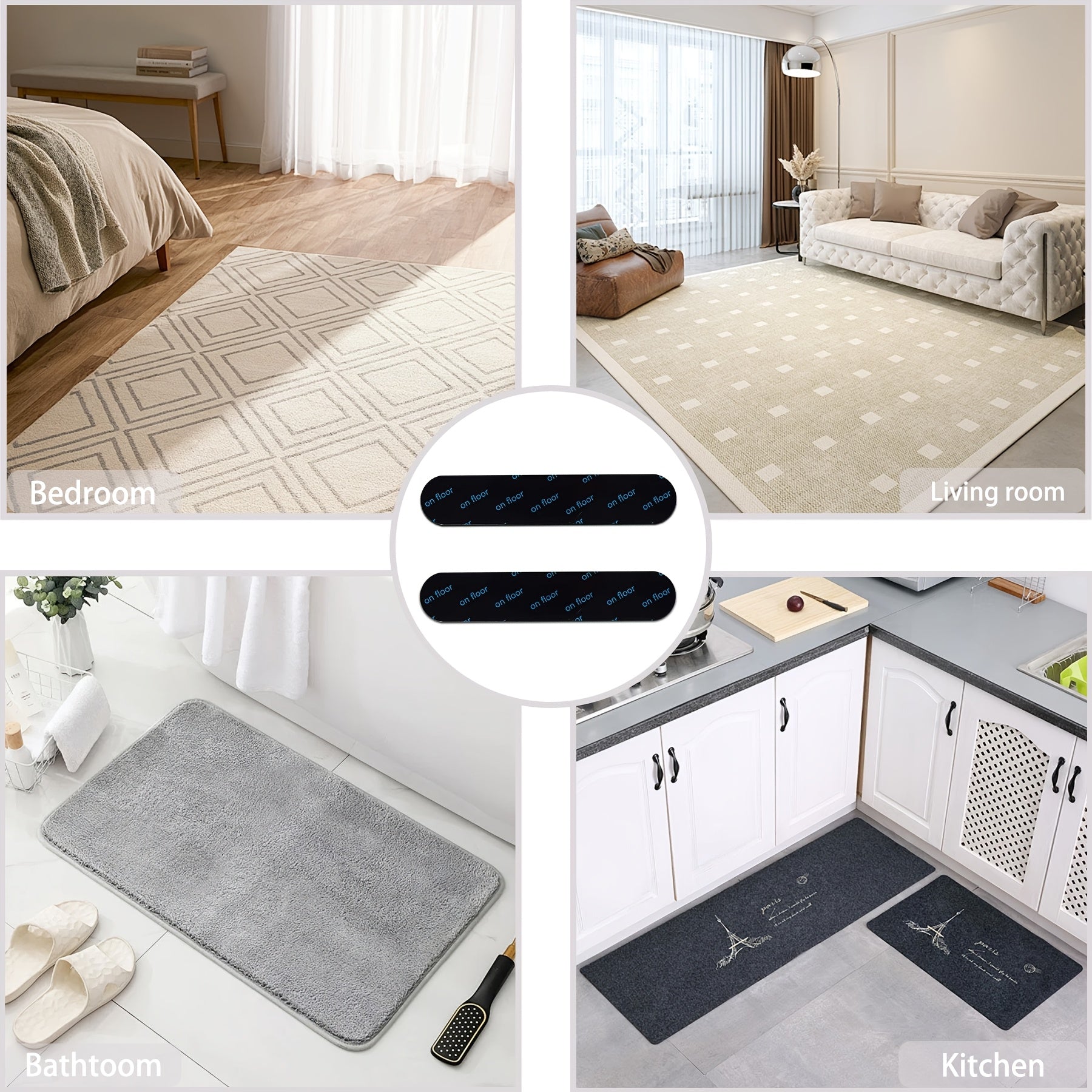 12-Pack Silicone Non-Slip Carpet Grip Tape for Hardwood Floors and Tiles