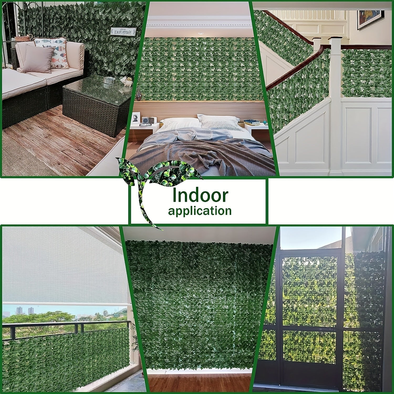 Sun'iy ivy maxfiy devor devor ekran 203x300cm Yashil tashqi ichki bog' dekor