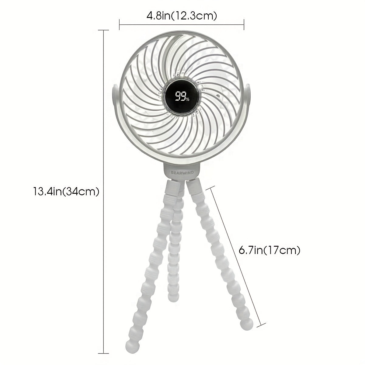 Portable USB Fan with LED Night Light, Rechargeable Battery, Touch Control, Clamp-On for Car Seat and Stroller