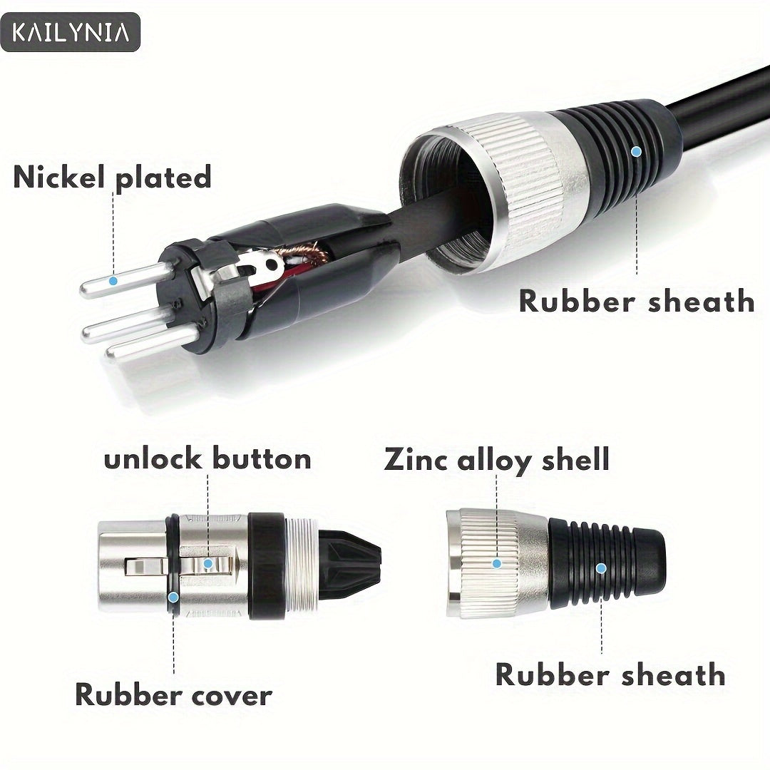 3-Pin Balanced XLR Audio Cable Male to Female Shielded for Microphones and Studio Use