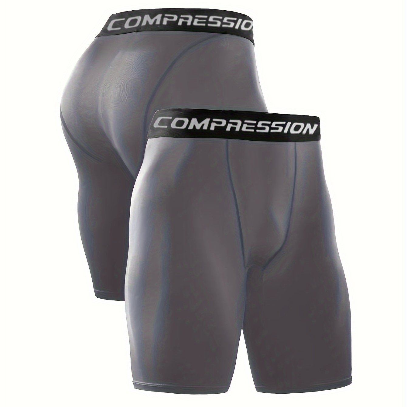 Men's Plus Size Black Quick-Dry Compression Shorts for Basketball Running Training