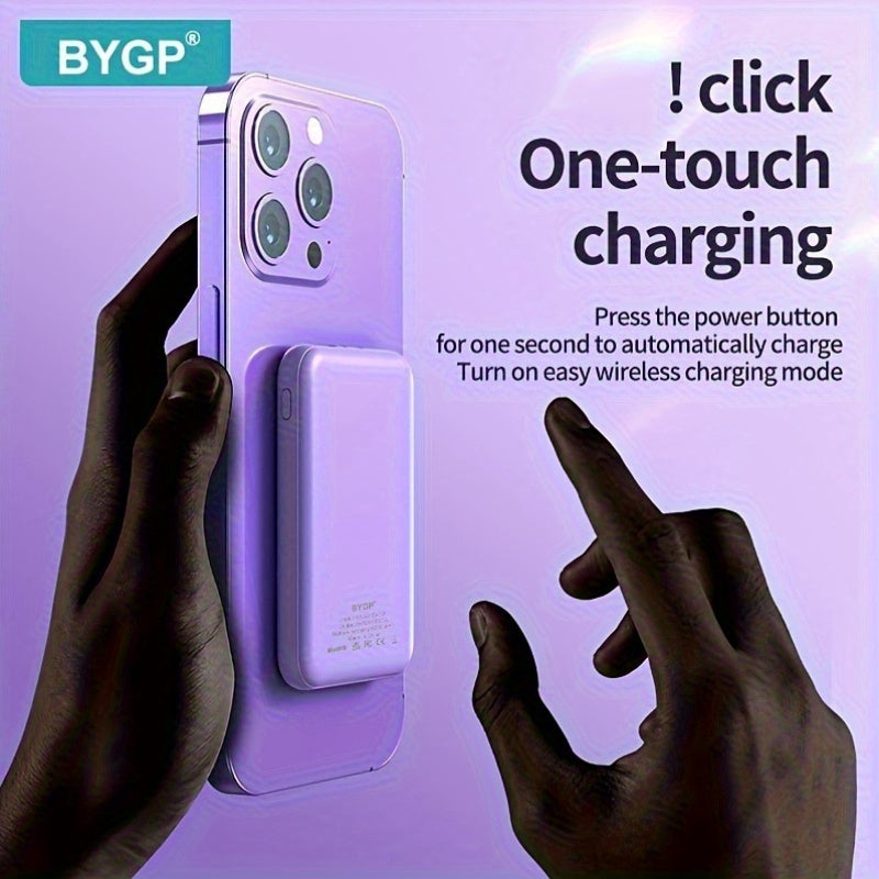 5000mAh Magnetic Wireless Power Bank with LED Display for iPhone and Android Type-C Emergency Backup