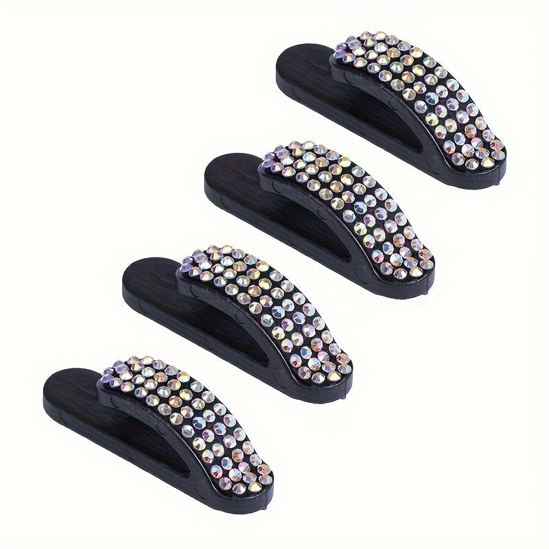 4 Pcs Bling Car Hooks Adhesive Rhinestone Auto Organizer for Keys USB Cables
