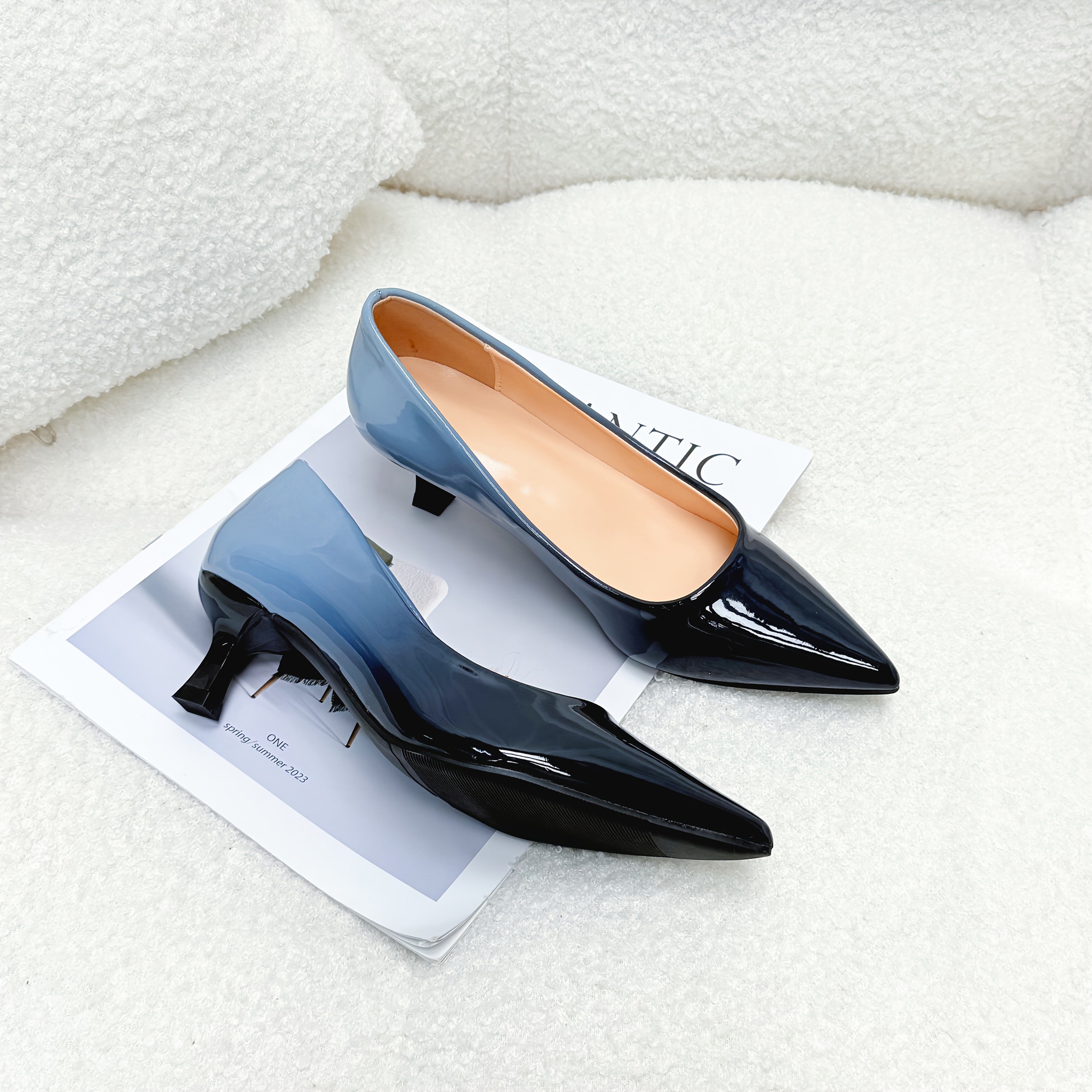 Women's Black Gray Gradient Pointed Toe High Heels Dress Pumps